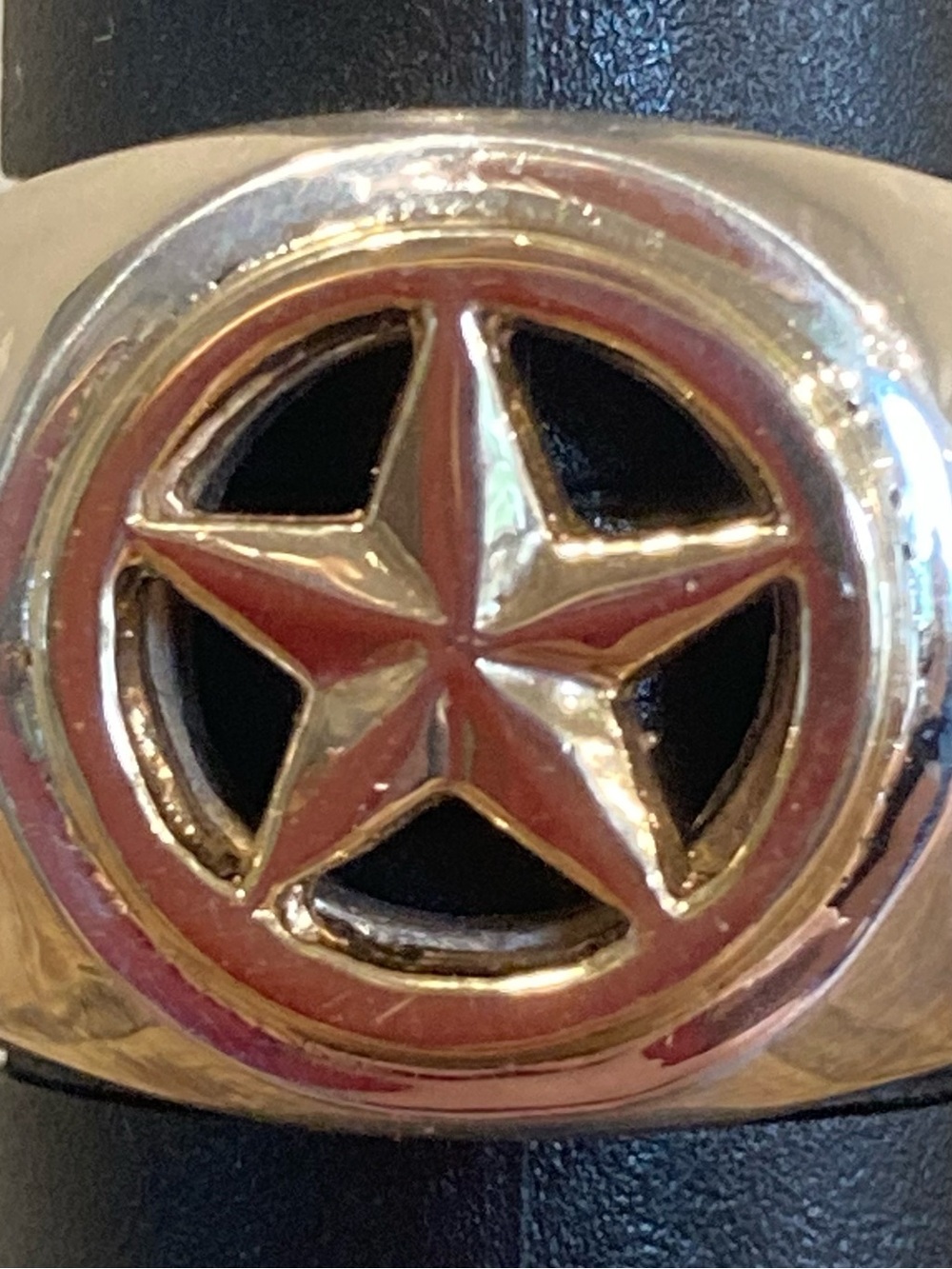 Sterling Silver & 14K Gold Lone Star Signet Ring Size 9.25 19 Grams - Picture 9 of 17